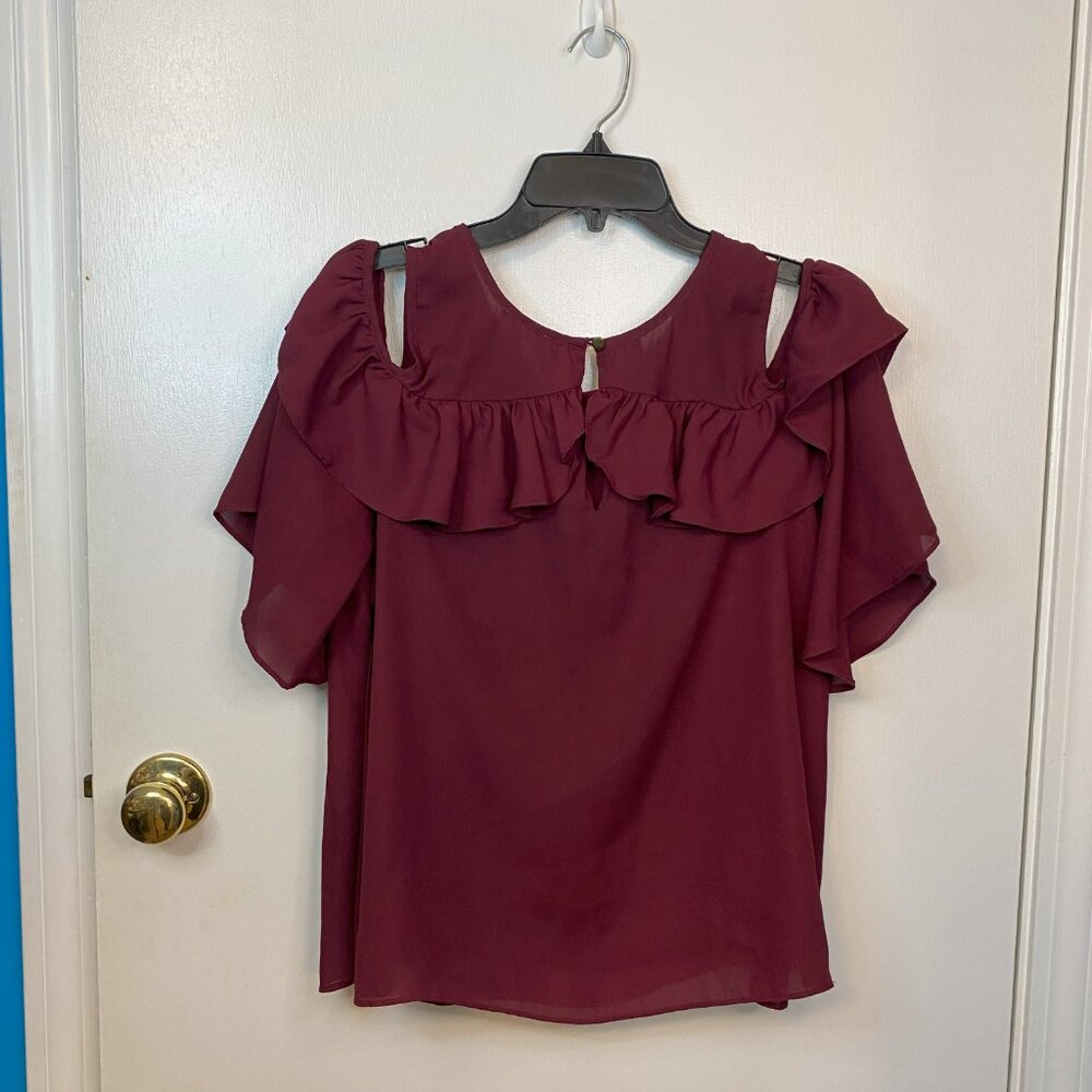 Takara Burgundy over the shoulder blouse - Picture 9 of 12